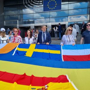 Ukrainos ir Moldovos ES narių kandidačių statuso bei Sakartvelo perspektyvos palaikymo akcija Briuselyje prie Europos Parlamento