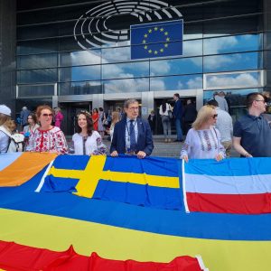Ukrainos ir Moldovos ES narių kandidačių statuso bei Sakartvelo perspektyvos palaikymo akcija Briuselyje prie Europos Parlamento